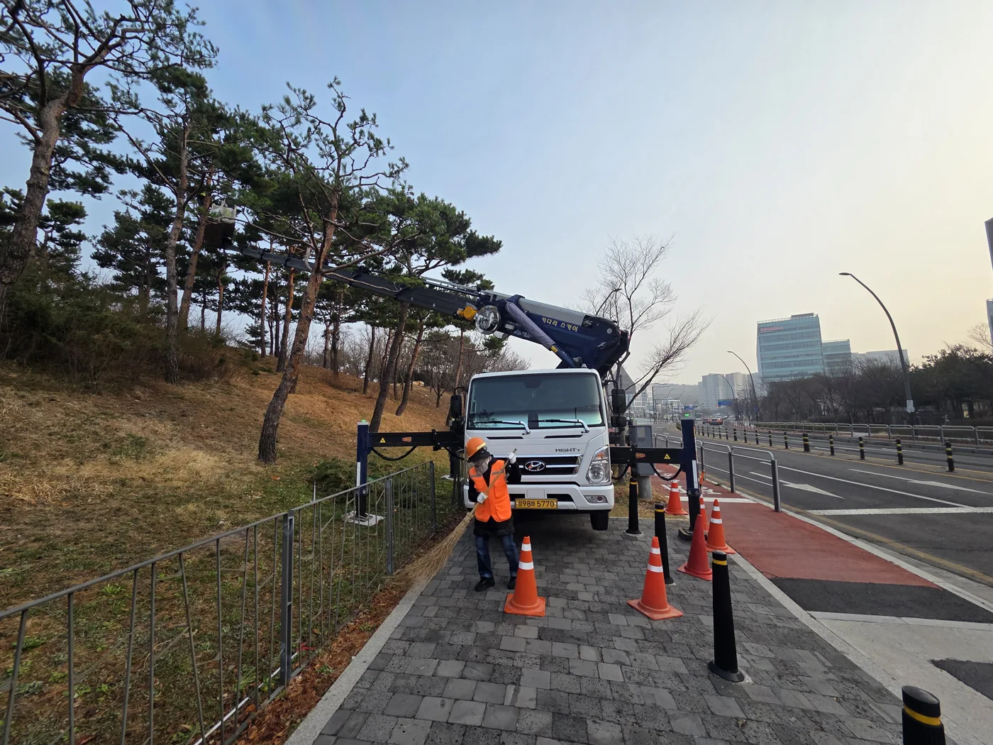 도로변 차량 배치 현장